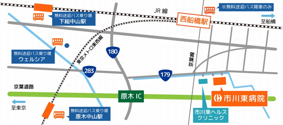 市川東病院の周辺地図