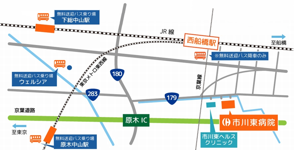 市川東病院の周辺地図